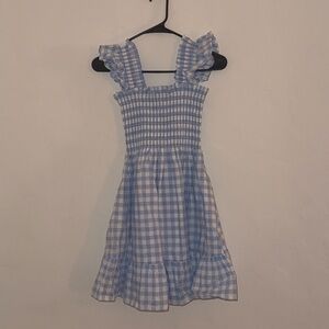 Hill House Light Blue Checkered Mini Dress